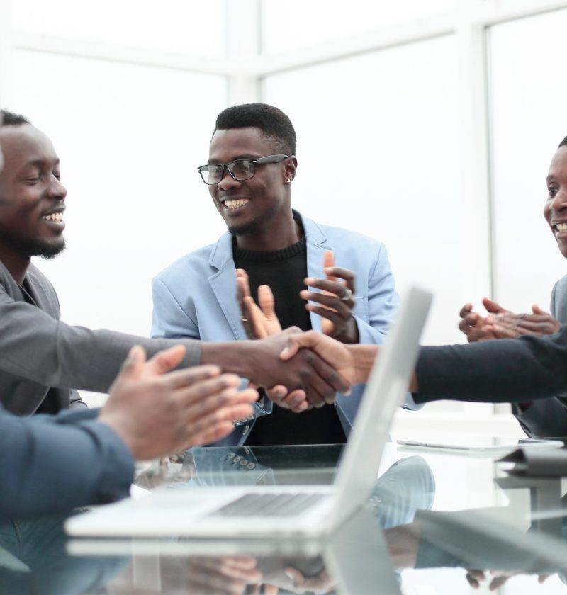 business colleagues greeting each other with a handshake. the concept of cooperation
